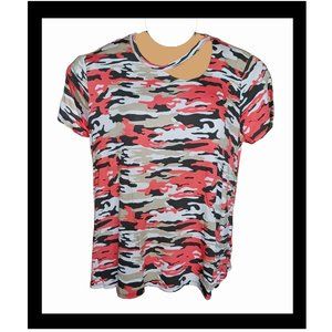 Ashley Stewart Short Sleeve Shirt Size 22/24 Brown Camo Plus Size Top 22 24  NWT